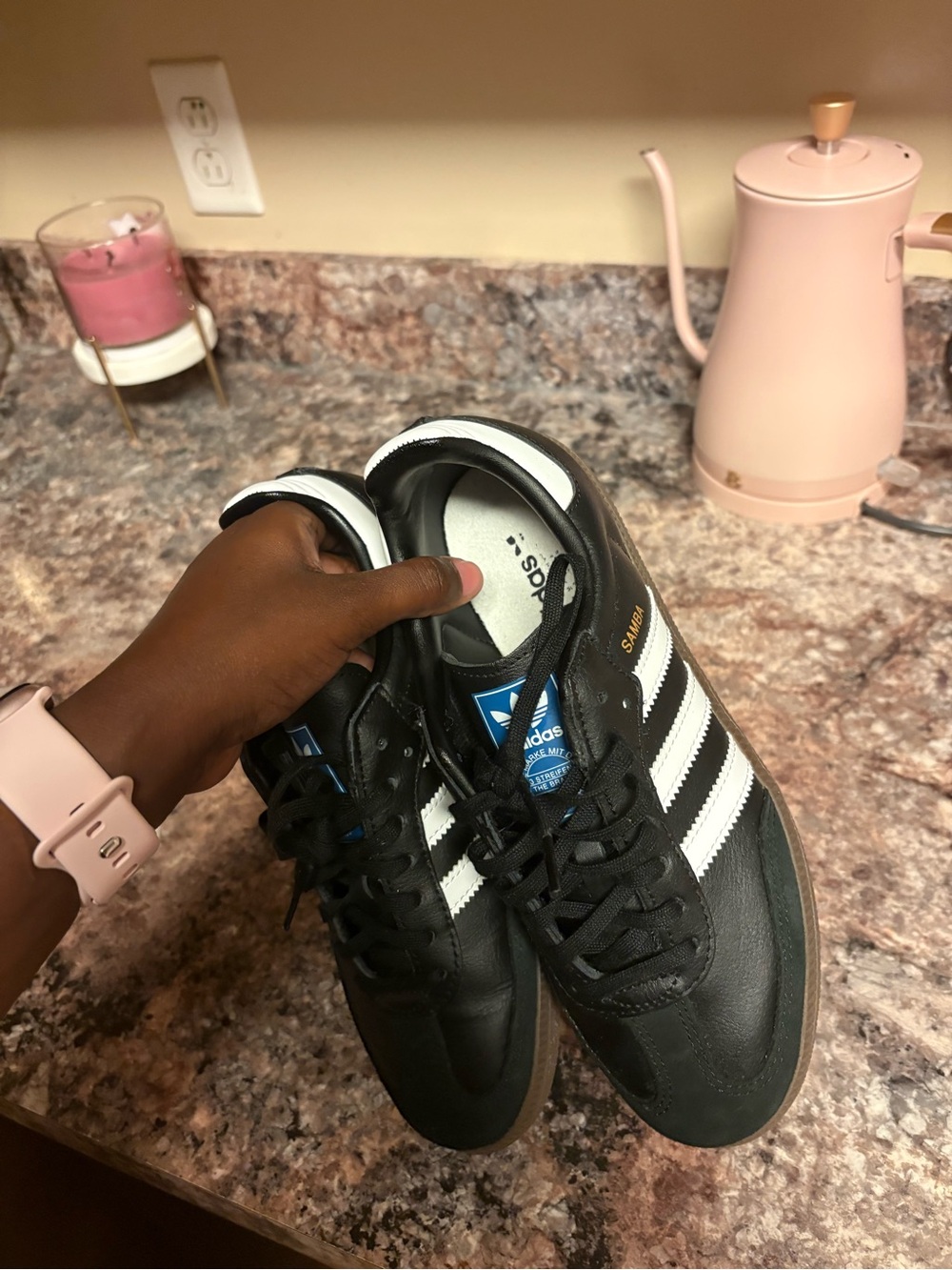 adidas Samba Sneakers - Black & White with Gum Outsole (worn once)